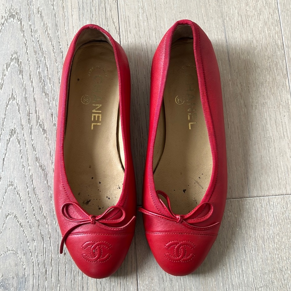 Red Chanel flats - size 36